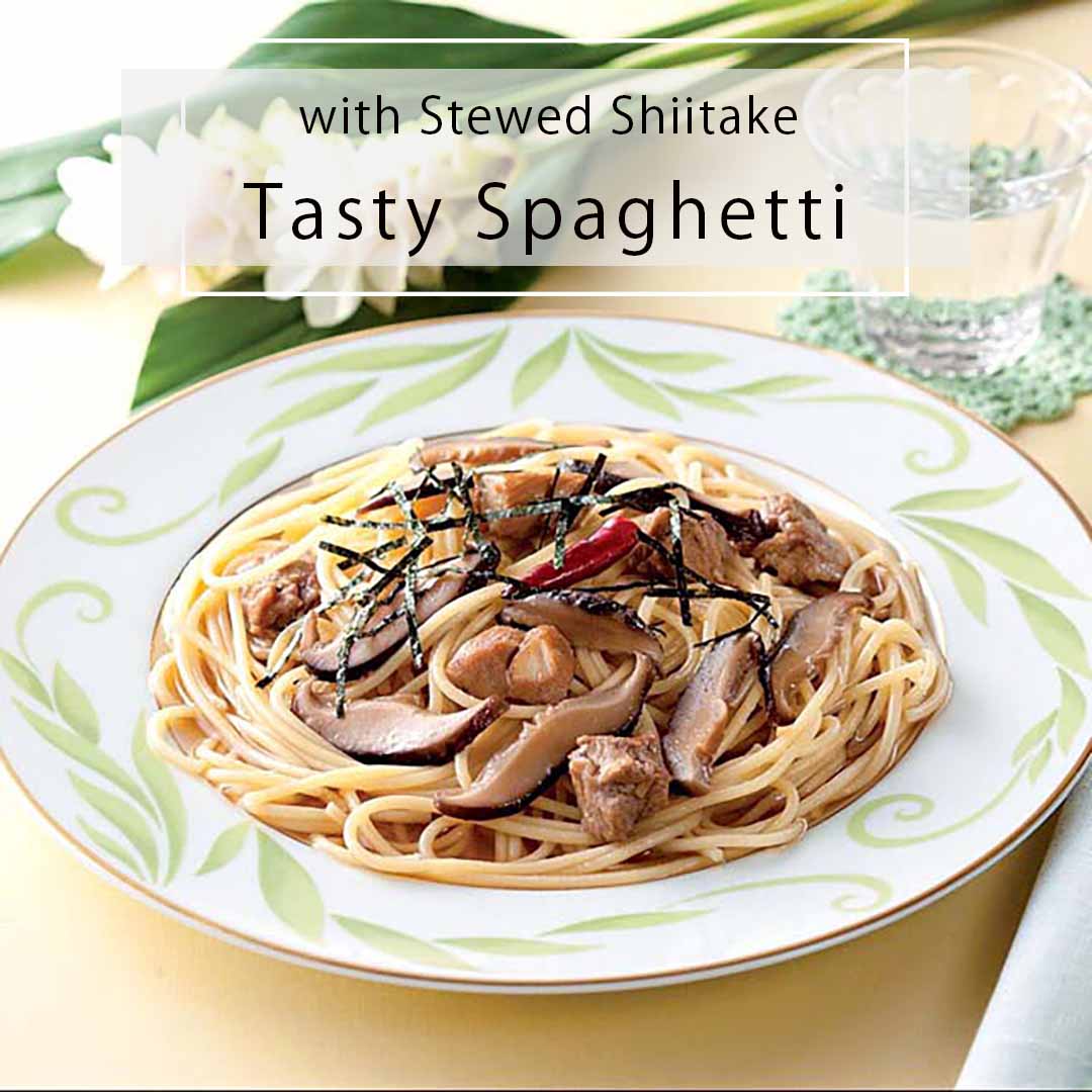 Tasty Spaghetti with Simmered Shiitake ( Pepperoncini style )